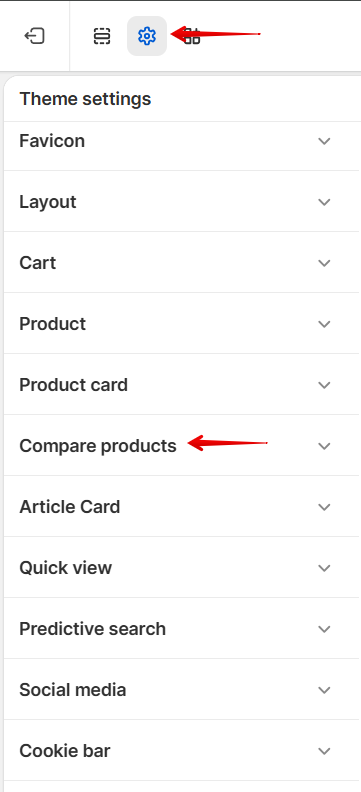 theme settings compare